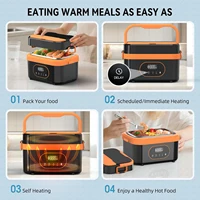 Boîte à lunch chauffante sans fil portable Gison 1,5 L, 18000 mAh, affichage LED, 60 W, chauffe-aliments pour le travail, les voyages et la voiture 4
