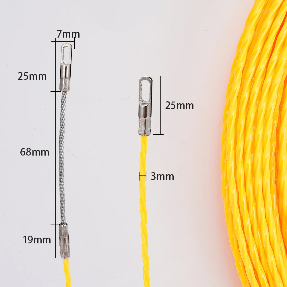 Dia.3/4/5mm Cable Puller Fish Tape Reel Wire Puller Metal Fiberglass Lead Device Construction Telecom Electrician Conduit Tool