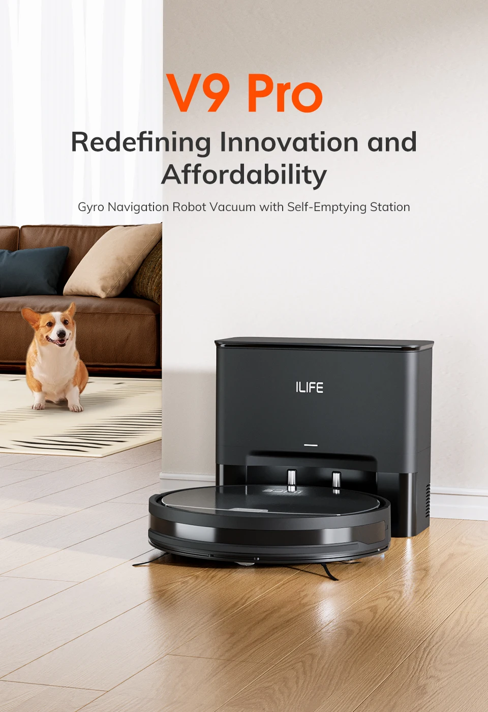 Description Picture 2 of itemILIFE V9/V9Pro Robot Vacuum, Self-Emptying, 3000Pa Strong Suction, Gyro Navigation, Schedule, App/Alexa Control, for Pet Hair