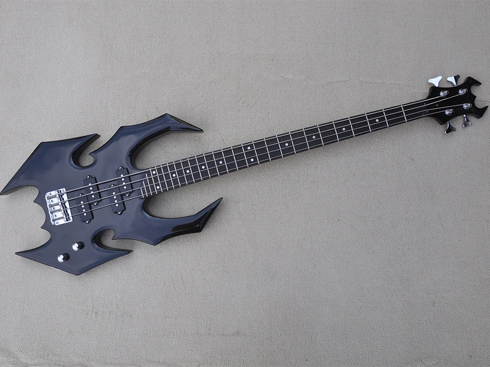 コールドブラック4弦エレクトリックベース、27フレット、ローズウッド