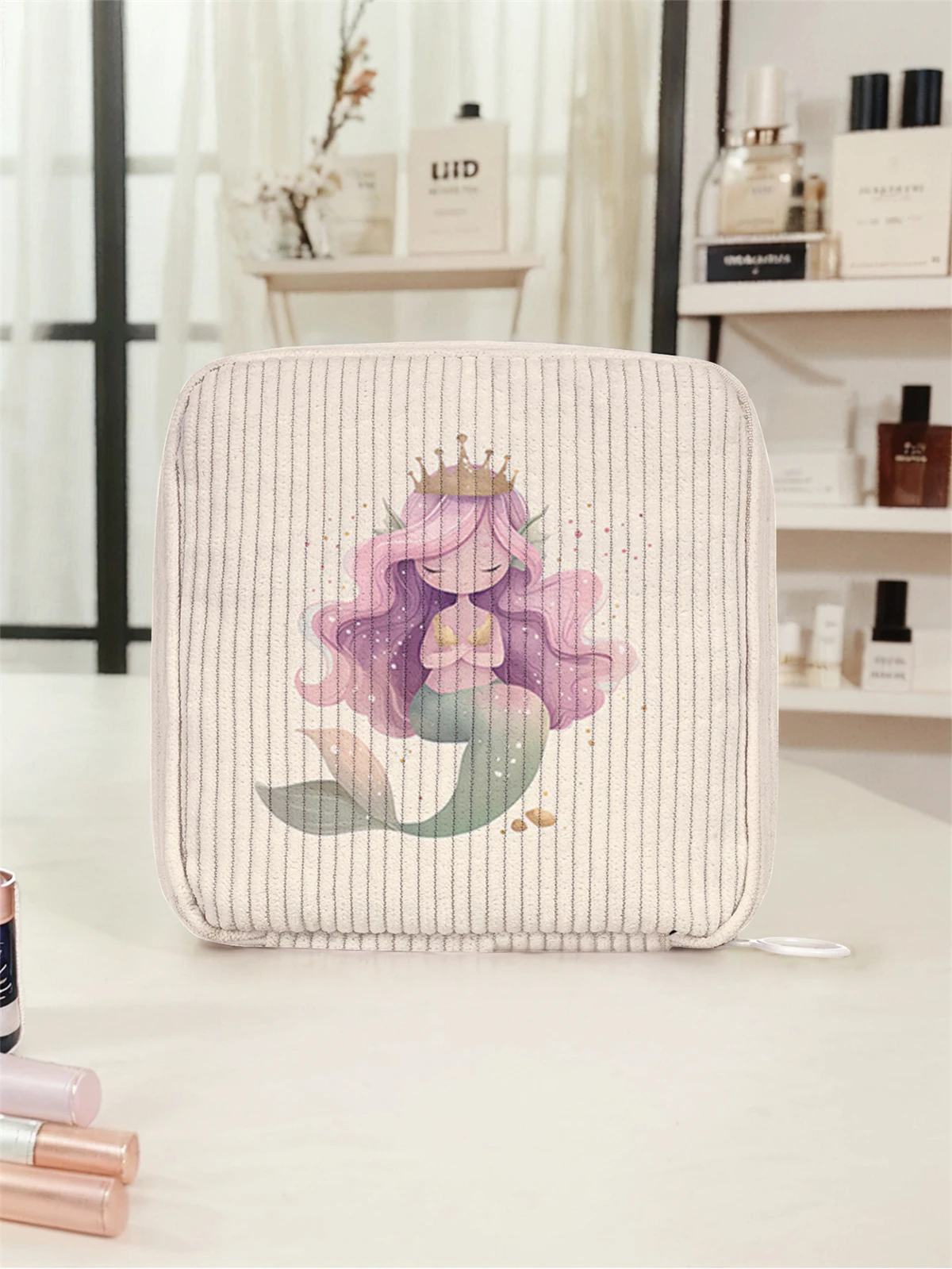 Mermaid pattern printed sanitary napkin storage bag, women's lightweight tissue bag, sanitary tissue bag