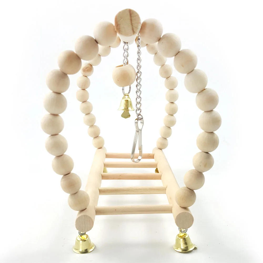 Bird Parrot Toys Wooden Swing Hanging Swing Climbing Ladders Bridge Cockatiels Bird Cage Supplies