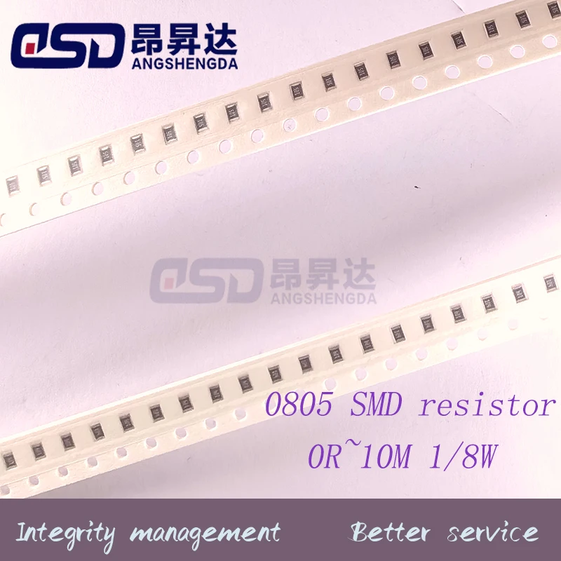 SMD Resistor 100pcs 1% 0805 0R-10M 1/8W 0 0.1 1 10 100 150 220 330 ohm 1K 2.2K 4.7K 10K 100K 1R 10R 100R 150R 220R 330R 1M 10M
