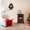 Electric Fireplace Stove Heater with Thermostat Control, 15" Cathedral Stylish Small Fireplace, 3D Realistic Flame Effects 2