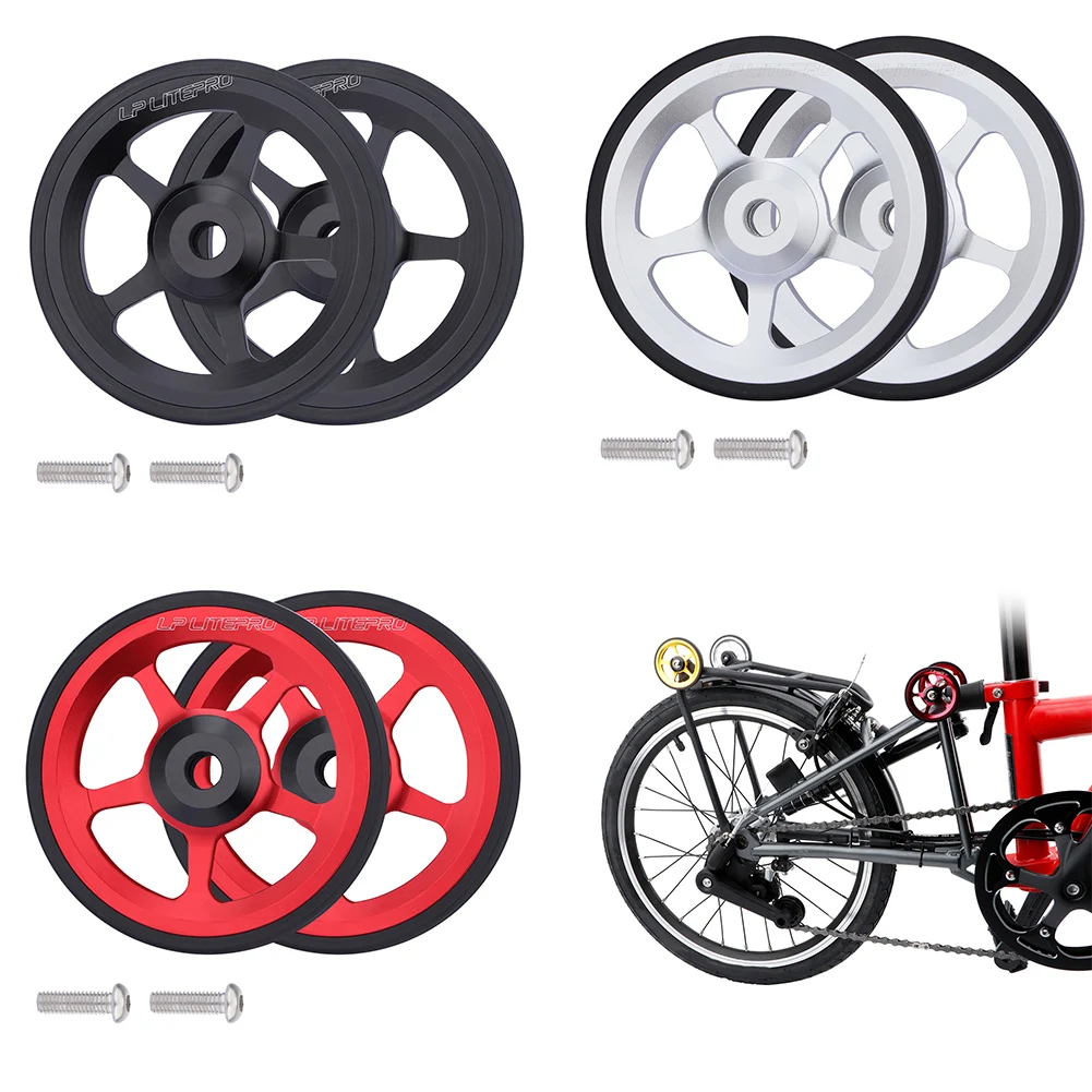 Rolllers Tires Easy Wheels Rear Rack Aluminum Alloy Diameter 60mm For Brompton Hollow Design Lightweight M6 Bolt
