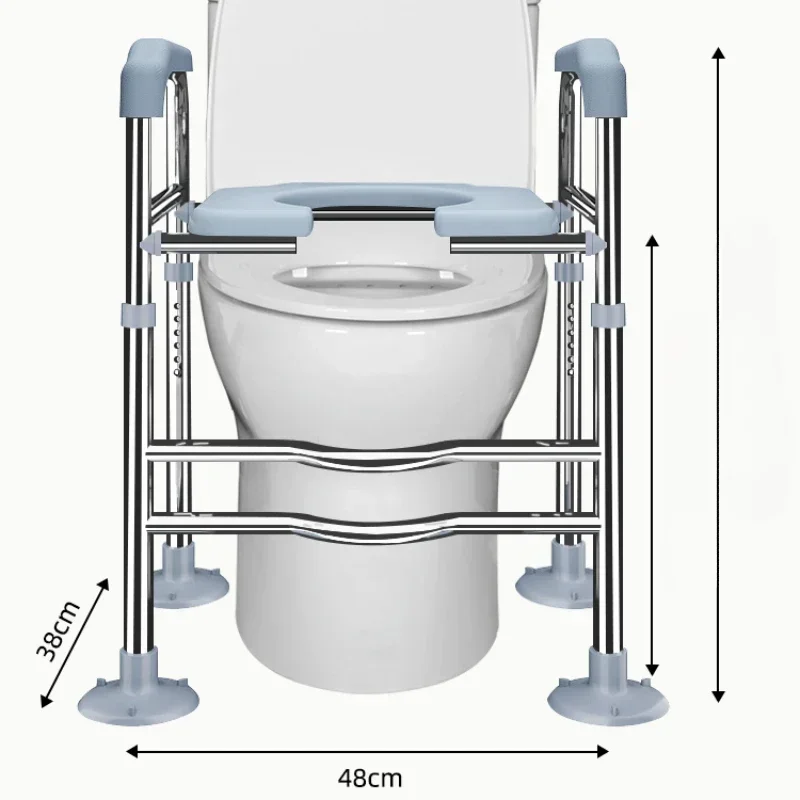 Toilet Booster Chair with Handrails Portable Elderly Toilet Seat Easy Clean Commode Senior Mobility Aid Bathroom Helper