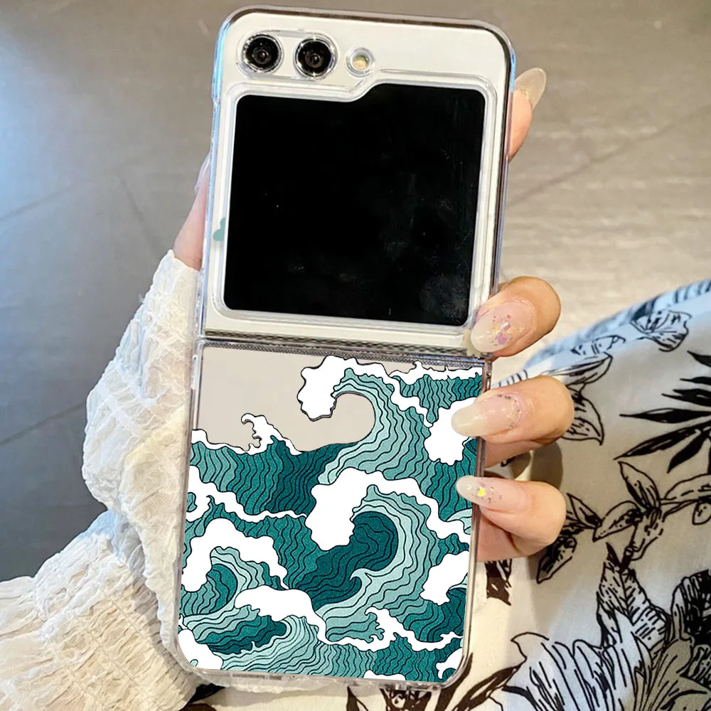 Blue Sea Wave Transparent Phone Case, Clear Protective Cover