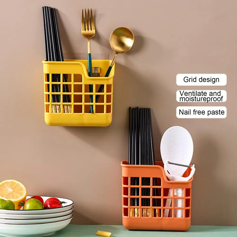13*14cm Chopsticks Holder Wall Mounted Plastic Cutlery Drying Drainer Storage Rack Tableware Organizer Case For Home Kitchen