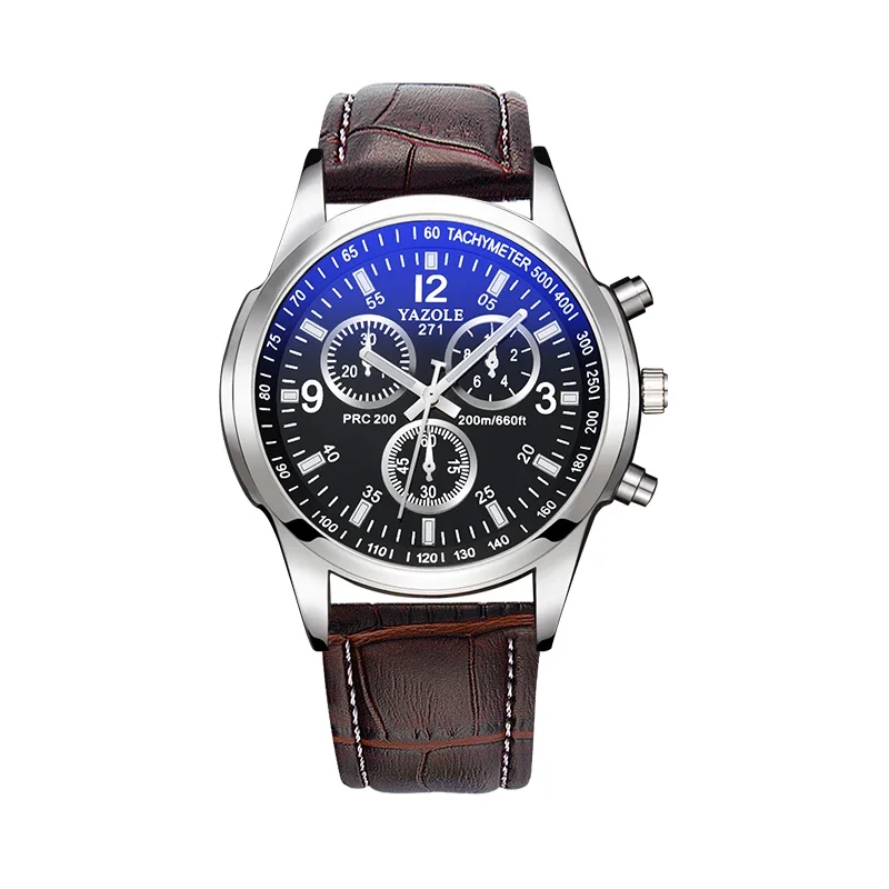 Luxury Men's Luminous Quartz Leather Wristwatch