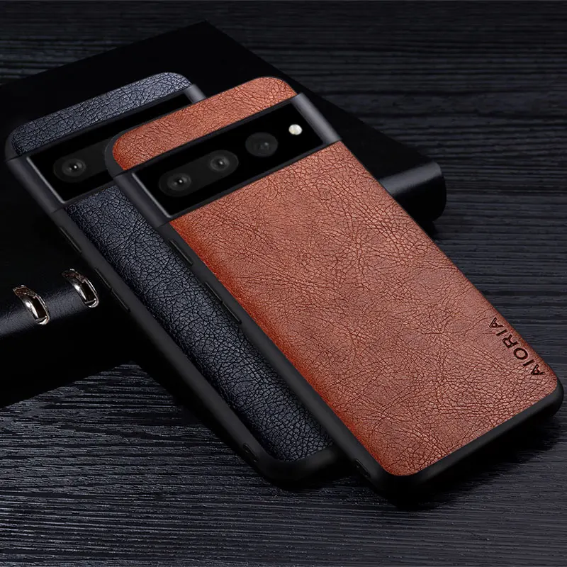 Premium Retro Litchi Pattern Leather Business Style Protective Back Cover