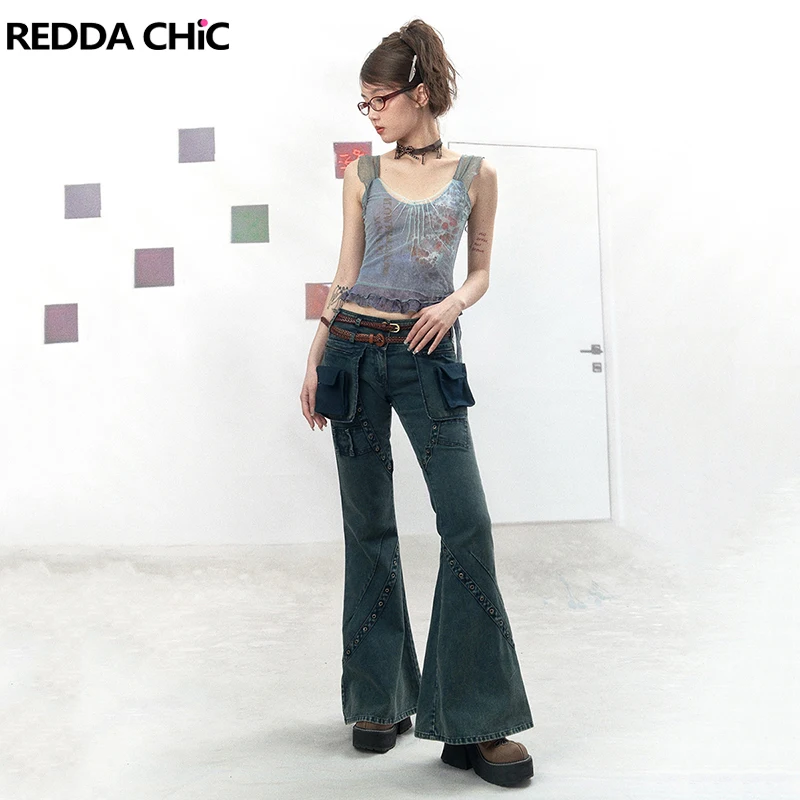 

Женский тюлевый укороченный топ в стиле ретро REDDACHiC 90-х, летний облегающий топ с рукавами-фонариками, майка с оборками и принтом Y2k