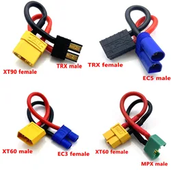 XT30 XT60 XT90 EC5 EC3 XT TPX MPX T Plug Female to Male Adapter Connectors 10cm Connector for RC Lipo Battery Charger Parts DIY