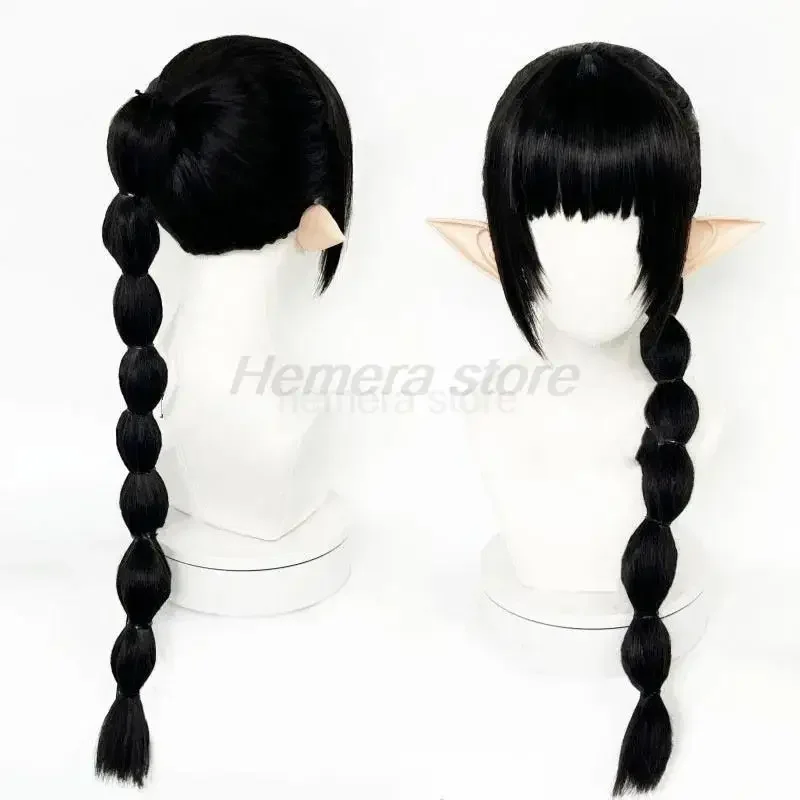 

ShadowHeart Cosplay Wig Game Baldur's Gate3 Long Black With Ears Heat Resistant Synthetic Hair Halloween Party Wigs Wig Cap