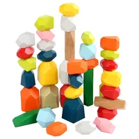 Children Wooden Gem Stone Balanc Building Blocks Educational Toys Creative Nordic Style Stacking Game Rainbow Wooden Toys Gift