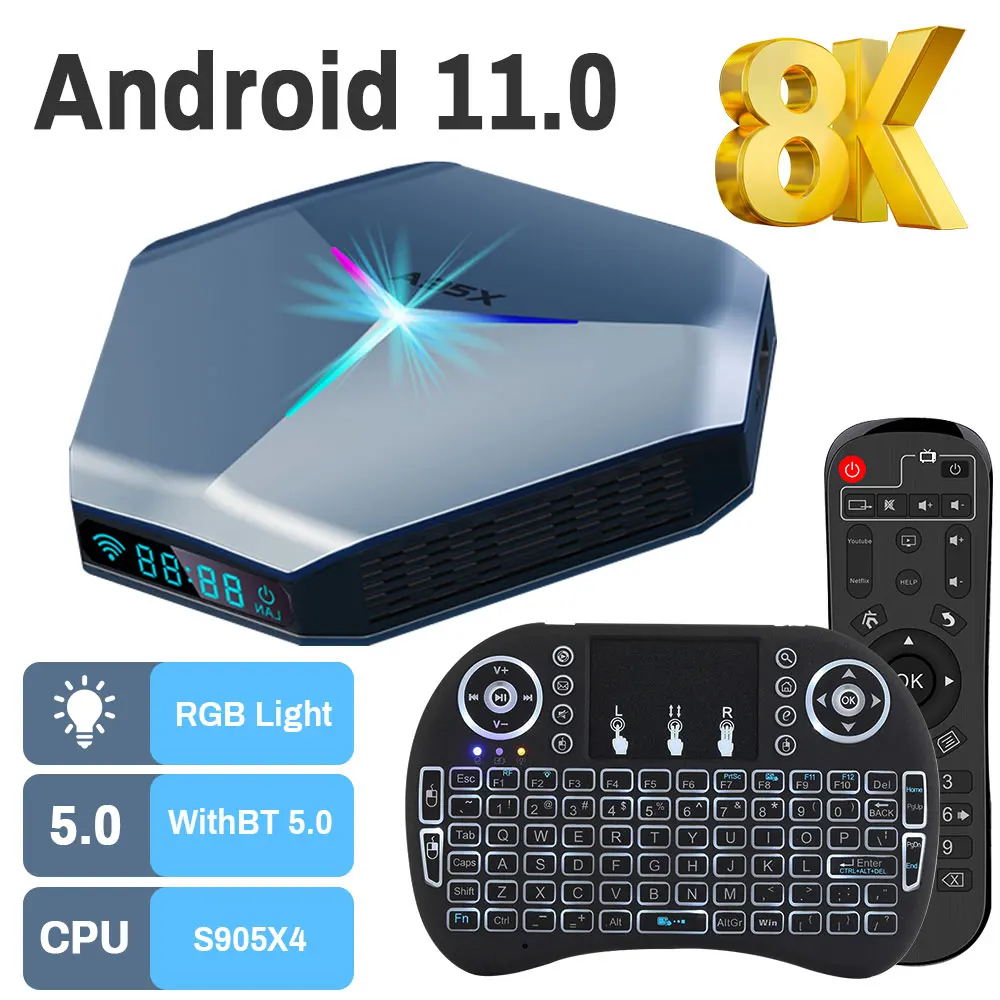 Transpeed Android11 Amlogic S905X4 TV BOX A95X F4 RGB Light TV Box Dual Wifi 8K 4K 3D Youtube Media Player Set top box|Set-top Boxes| - AliExpress