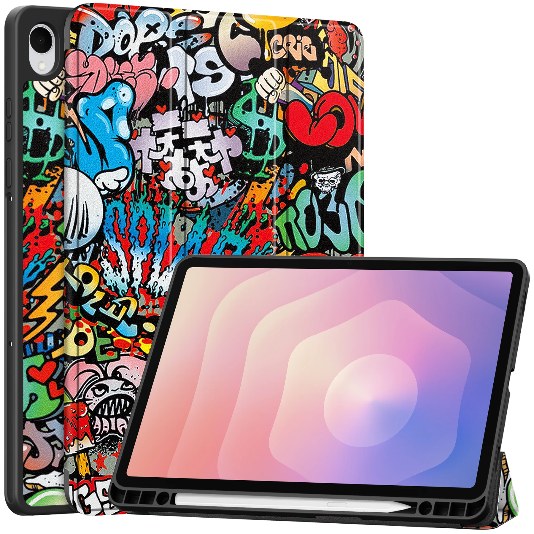 Enhanced Tri-Folding Flip Stand Case with Pencil Holder