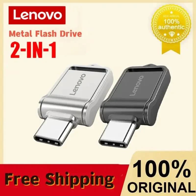 Lenovo 2Tb Usb Flash Drive Usb 3.0 Metallo Ad Alta Velocità Flash Drive 1Tb Type-C Pendrive Impermeabile Portatile Otg 2-In-1 Pen Drive