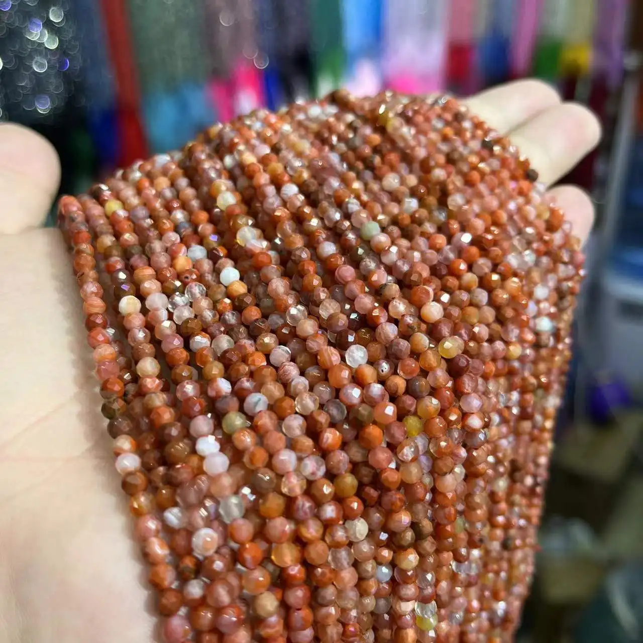 

2/3/4MM Southern Red Agate Faceted Round Natural Stone Loose Spacer Beads For Jewelry Making DIY Bracelet Necklace Jasper 15”