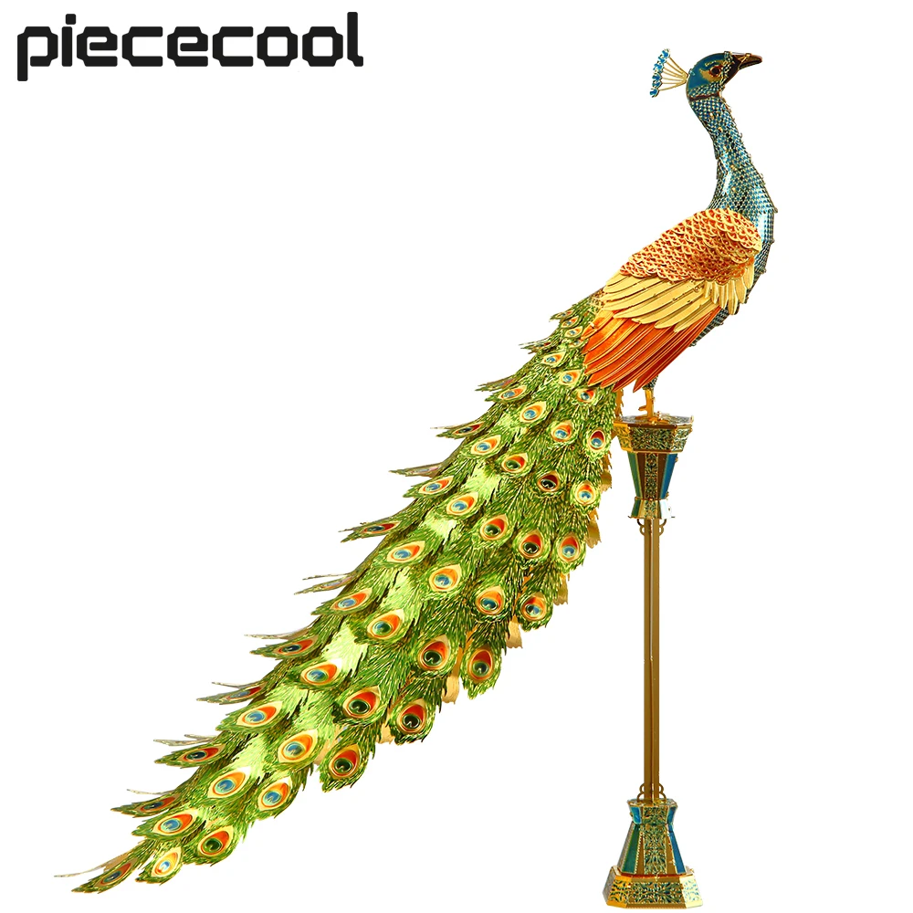Piececool 3D Puzzle Metal Model Kits Colorful Peacock Toys DIY for Adult Jigsaw Assemblt Kit Best Birthday Gifts 100% handmade enamel peacock trinket boxes decorations metal peacock display crafts