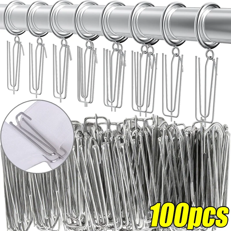 4 Prongs Curtain Hook Metal Drapery Pinch Pleat Clips Hooks Traverse Pleater Shower Curtain Hangers for Window Door Bathroom