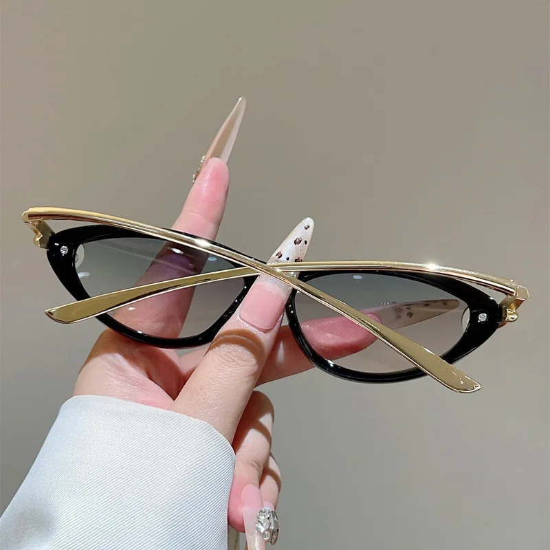 Trendige Cat-Eye-Sonnenbrille in Bonbonfarben für Damen, Luxusmarken-Design, ovale, hohle Gläser – Detail 9