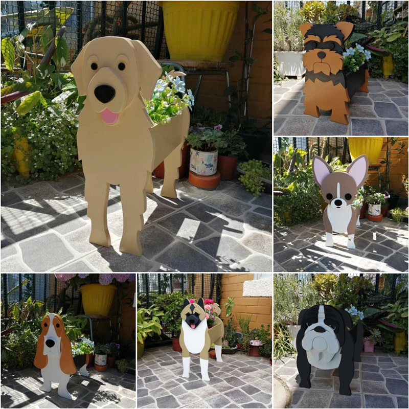 Garden Flower Pot Dog Planter Schnauzer Bulldog Poodle Corgi Yorkshire Garden  Pots DIY PVC Flower Planter Garden Home Decor New| | - AliExpress