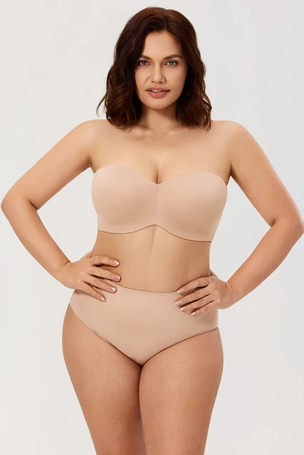 DELIMIRA Women's Multiway Strapless Bra Plus Size Underwire Minimizer  Unlined Beige 32B at  Women's Clothing store