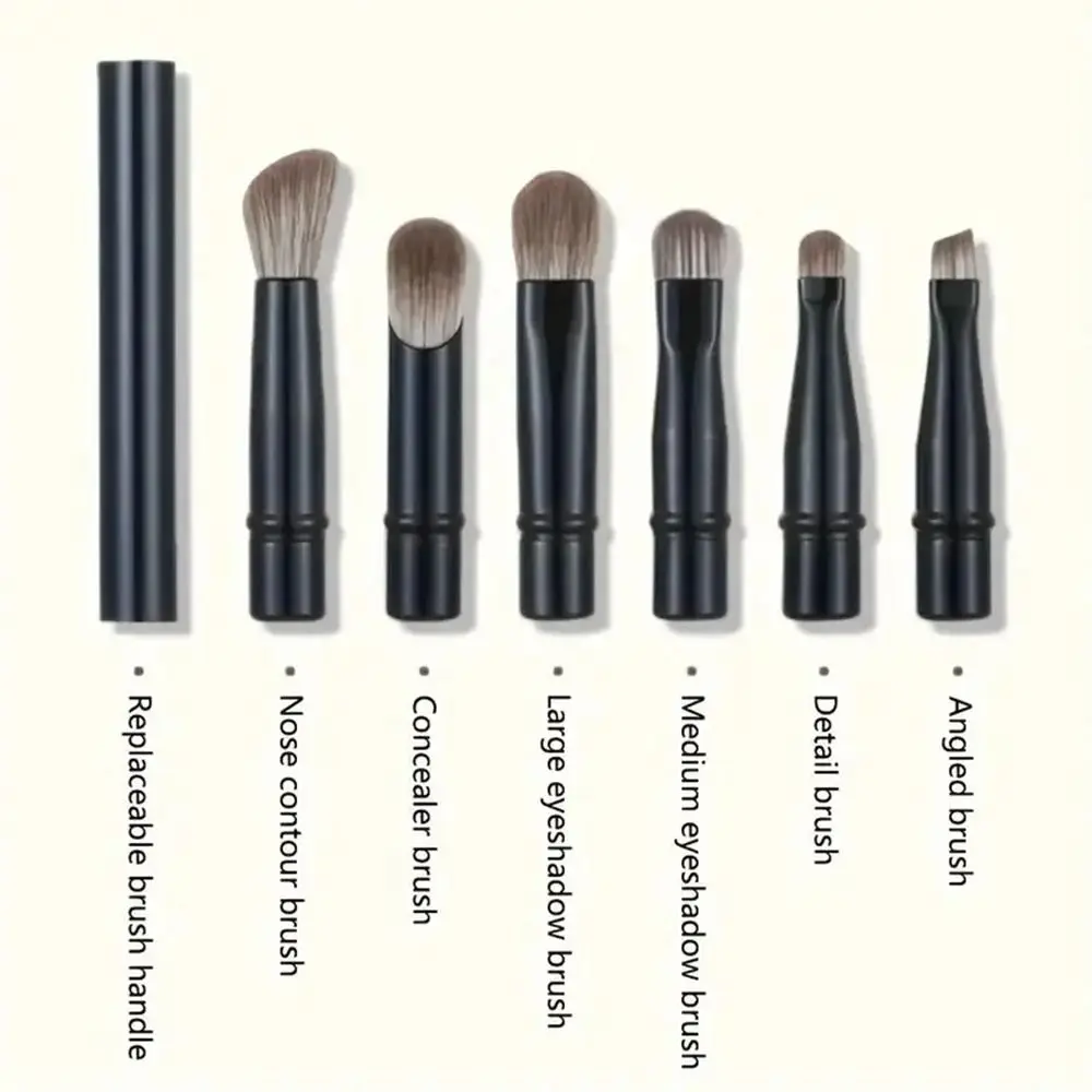 1 Set 6 In 1 Mini Makeup Brushes Set Detachable Travel Contour Concealer Brush Eyeshadow Brushes Double Ended Makeup Brushes