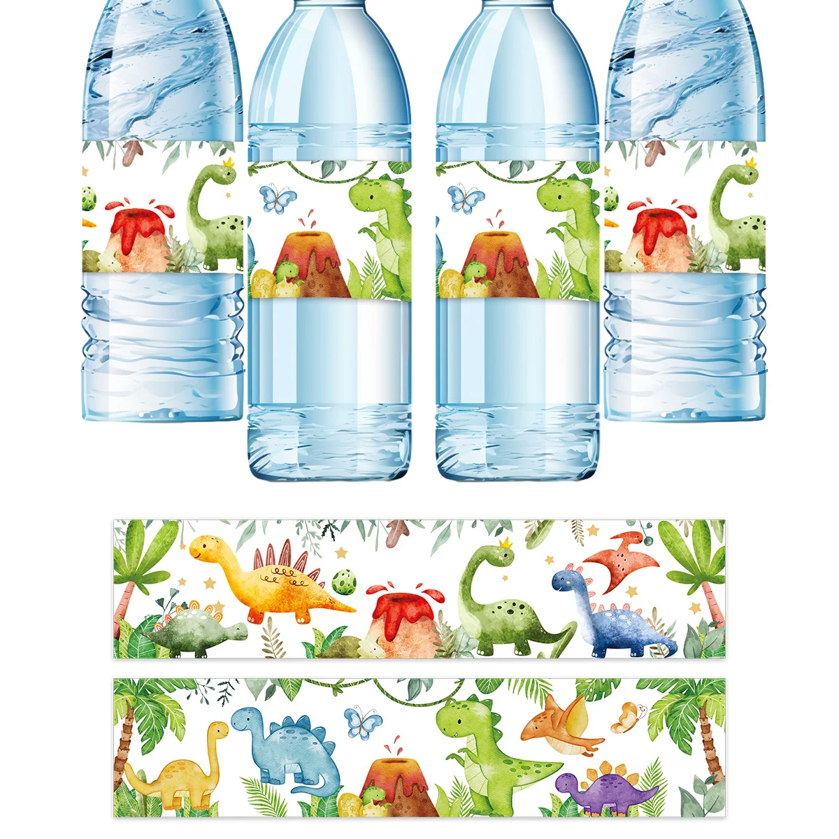 12 Stück Karton Dinosaurier Papier Aufkleber Aquarell Tier Aufkleber für Kinder Dinosaurier Geburtstag Party Dekor Wasserflasche Verpackung – Detail 6