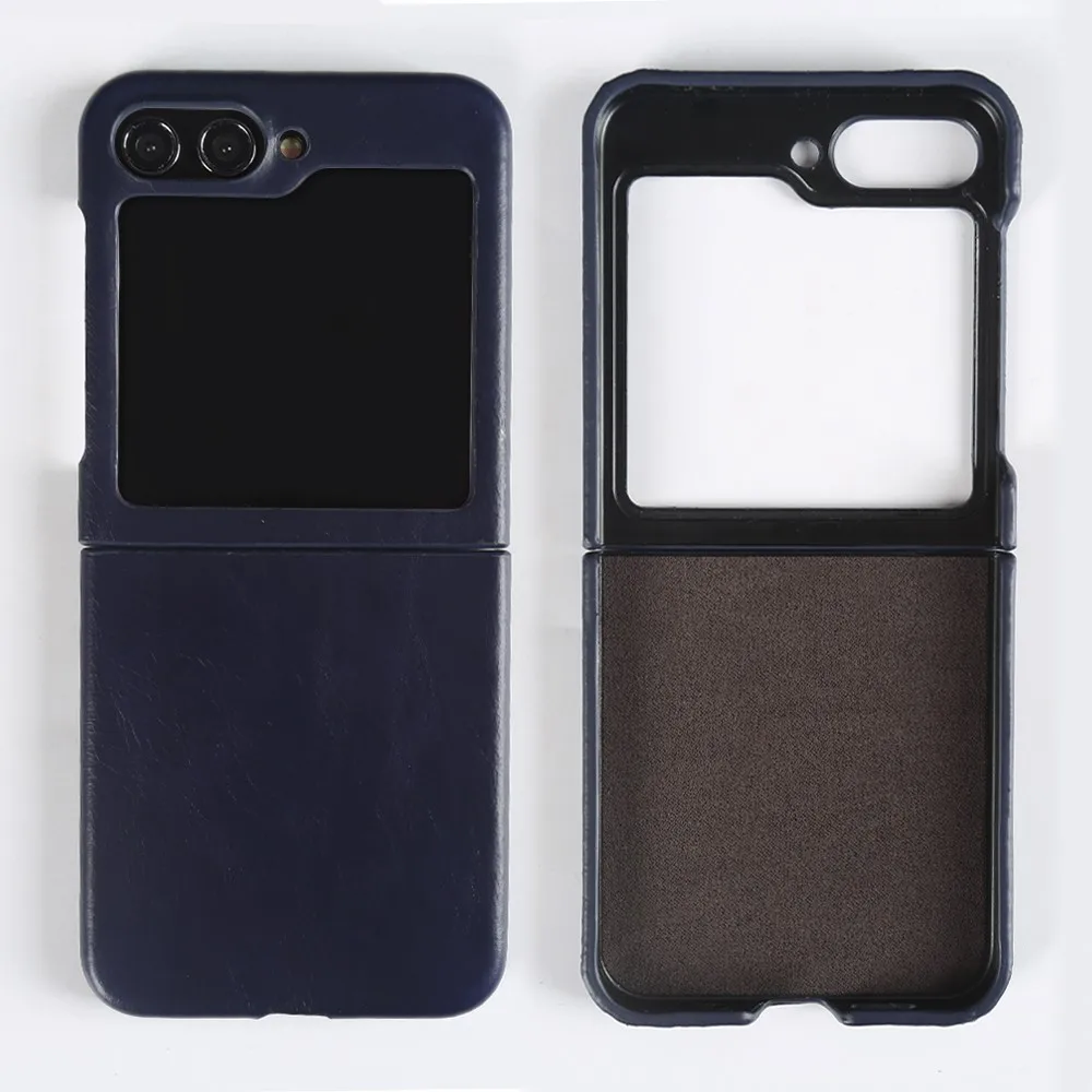 Premium Genuine Leather Case Cover with Vintage Oil Wax Pattern for Samsung Galaxy Z Flip 6