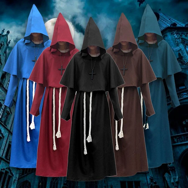 Friar Medieval Hooded Monk Renaissance Priest Robe