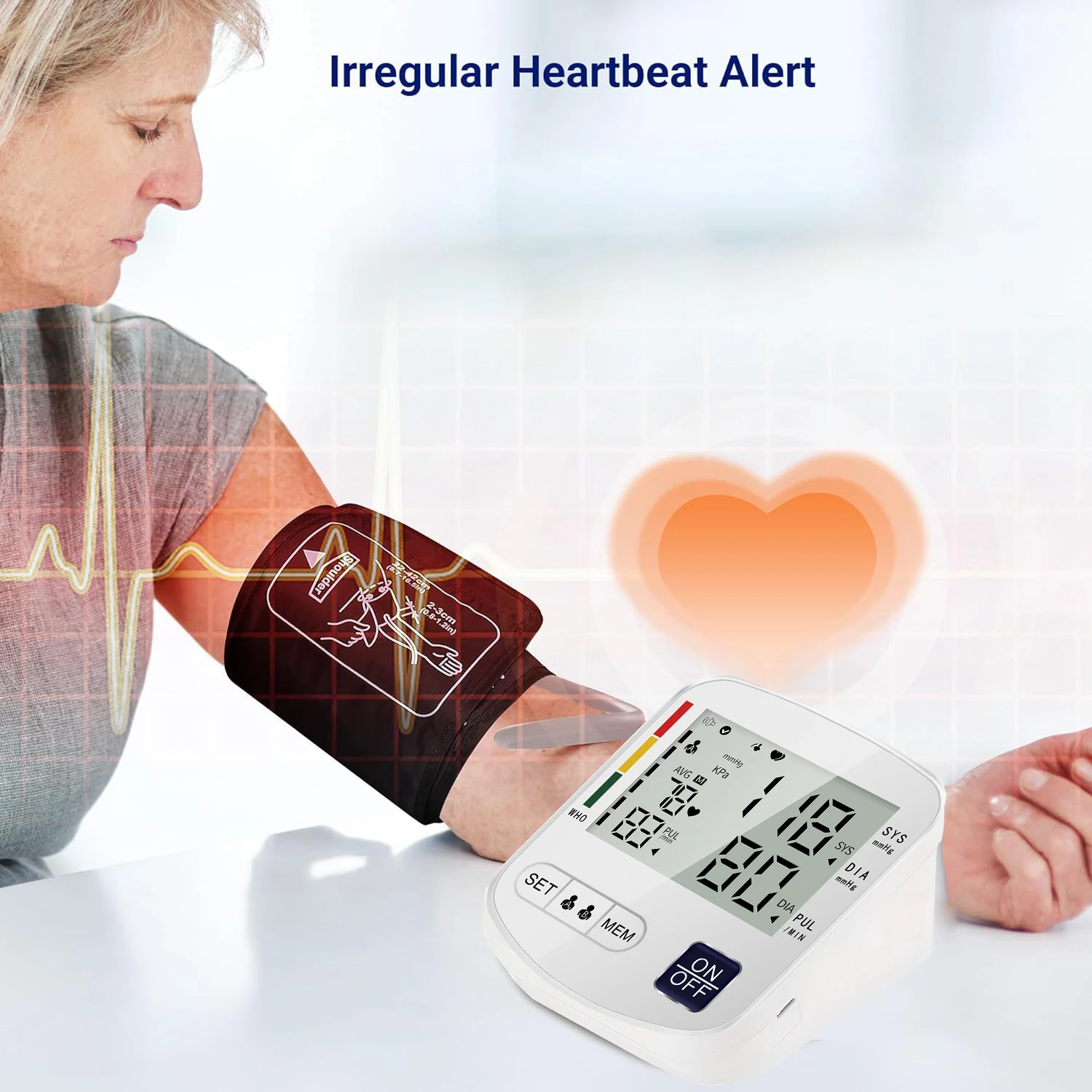 Health Care Digital LCD arm tensiometers Blood Pressure Monitor Heart rate Meter Large Cuff Sphygmomanometer Portable Tonometer