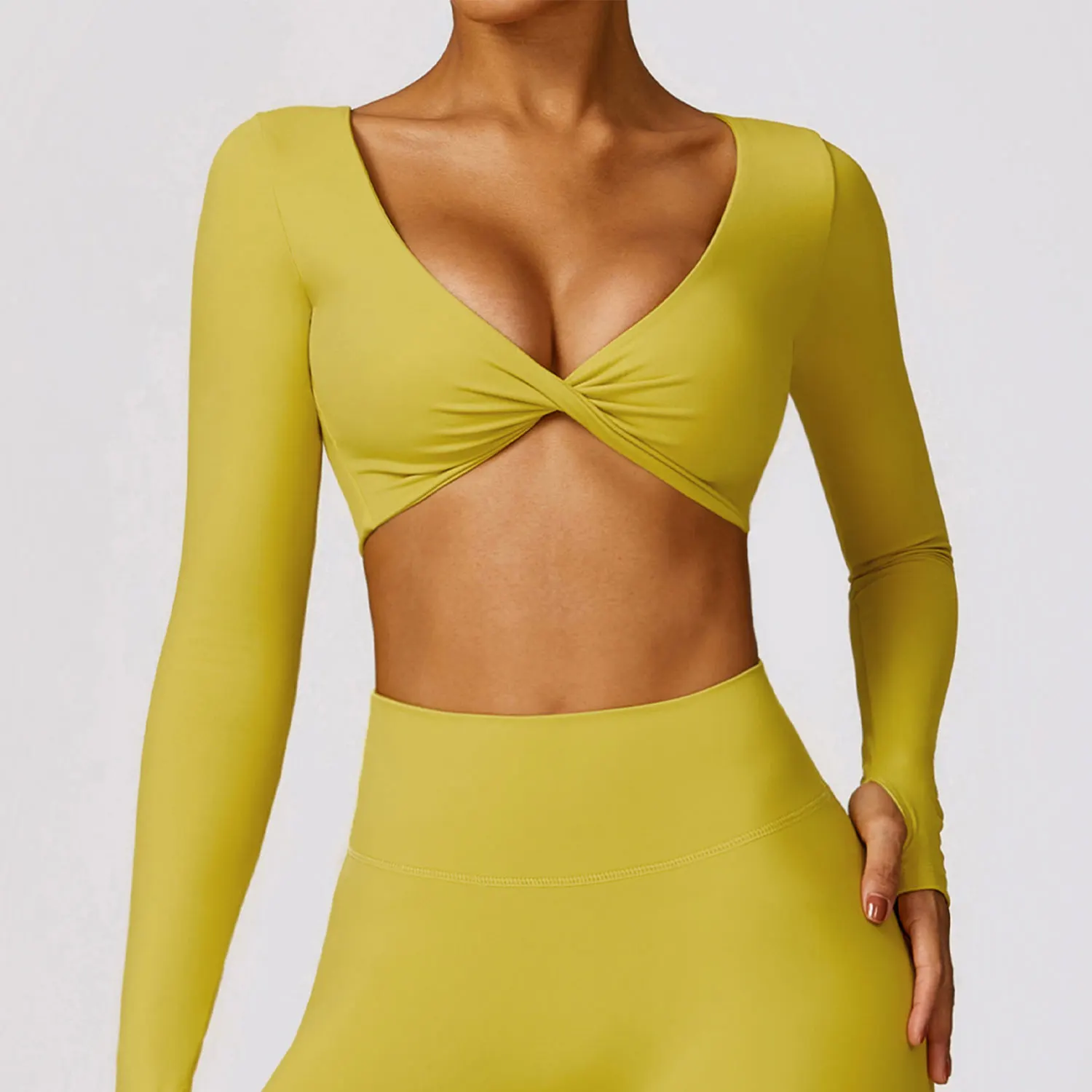 Leaky navel Running Workout Jacket for Women Long Sleeve Gym Quick-drying Yoga Train Jacket Sport Coat Thumb Buckle