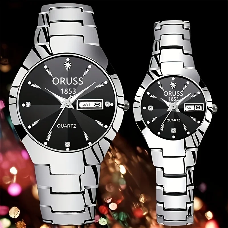 Couples Dial Cutting Quartz Watch Business Fashion Analog