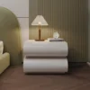 Nightstand with 2 Drawer, Bedside Table with Microfibre Leather, Fashion Night Stand for Bedroom, No Assembly Required-White 1
