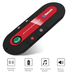 Premium Wireless Handsfree Car Bluetooth Kit with Sun Visor Speakerphone and MP3 Music Player (Red)