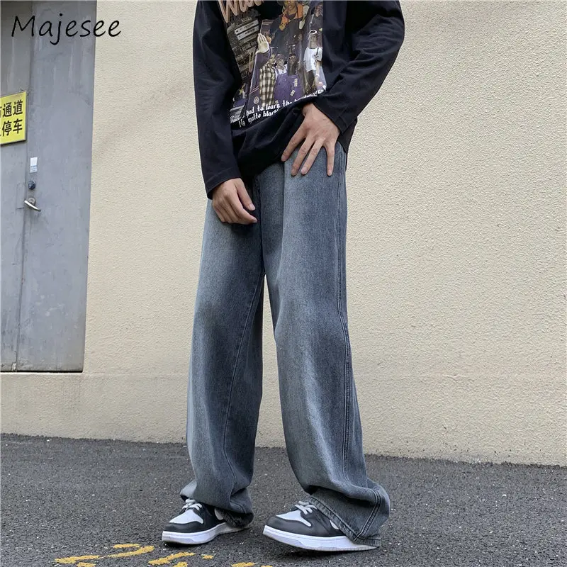 

Men Jeans Tactical All-match Baggy Straight Cool Teens Dynamic Retro Handsome Hipster casual ins fashion Streetwear American new