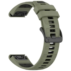 Enhanced Sports Silicone Strap - Comfortable & Breathable Band for Multisport Wearables, Available in 26mm, 22mm, 20mm Sizes (Army green black)