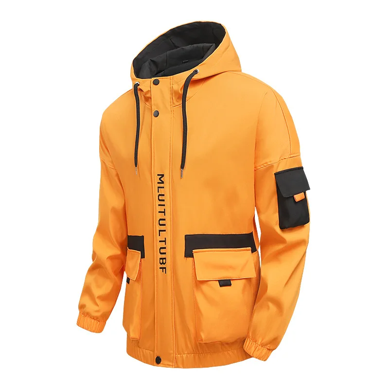 

Spring Autumn Men's Thin Baseball Jacket Fashion Versatile Loose Hooded Coat Oversized Handsome Casual Workwear Jacket
