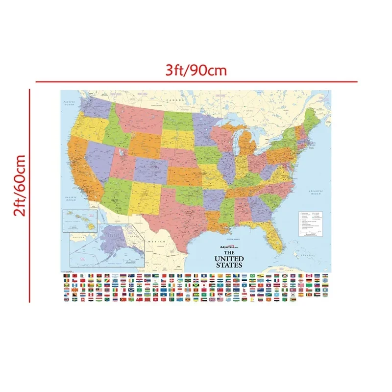 90*60cm The World Map Decorative Posters Unframed Prints Wall Art Canvas Paintings School Supplies Living Room Home Decoration