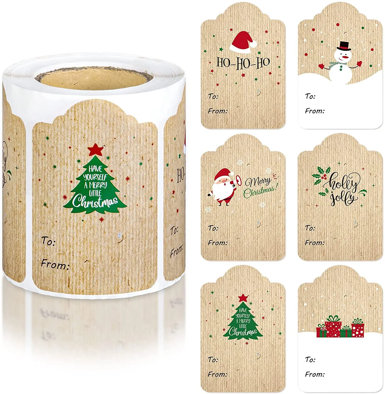 300StickersRollChristmasStickersGiftPackagingDecorativeAdhesive