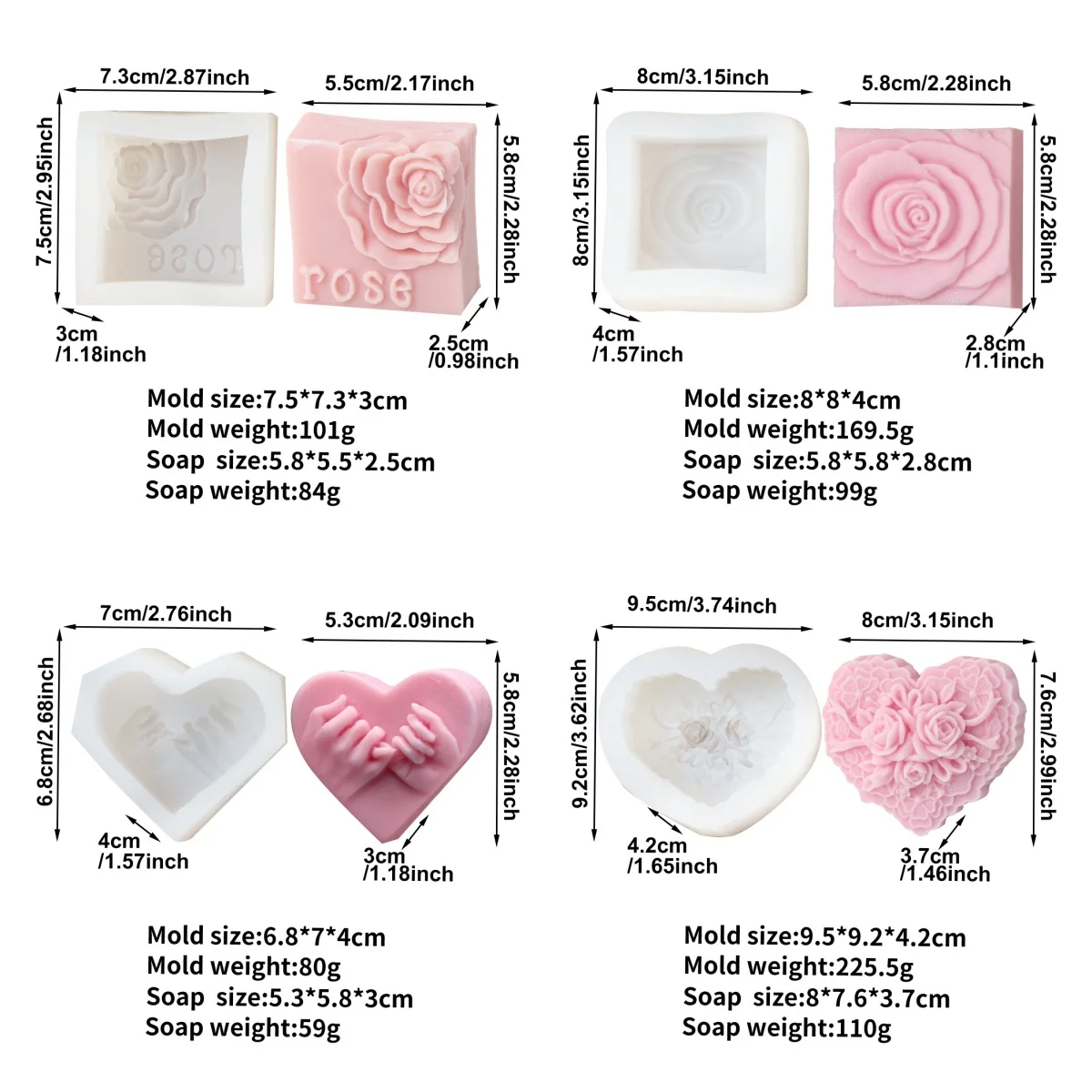 Valentine's Day Love Rose Silicone Soap Mold DIY Heart Crafts Resin Tool Personalized Anniversary Gift Romantic Wedding Supplies