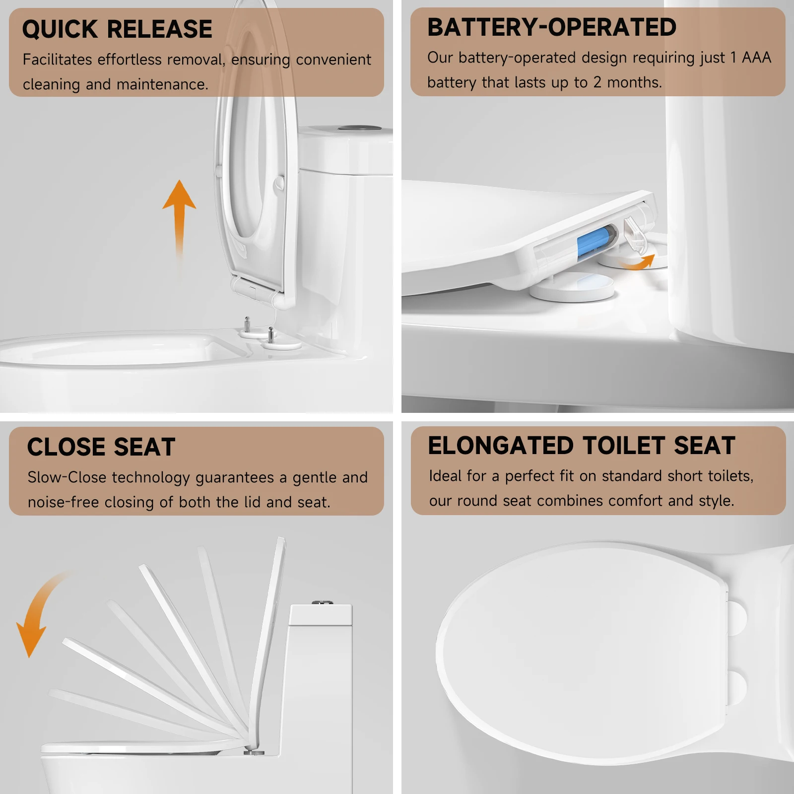 AQUATIZ Elongated Toilet seat with Buit-in Night Light,Oval Toilet Seat with Soft Slow Close,Oblong Seat Plastic Replacem