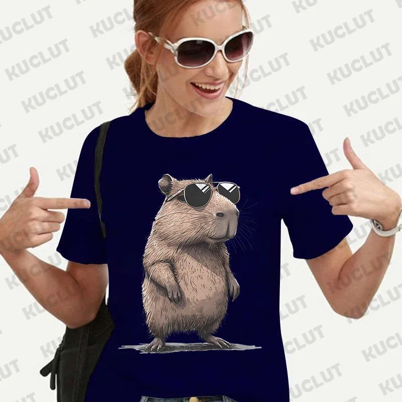 Fashion Capybara Graphic T-shirt Short Sleeve Tees Cute Summer Clothes Women Aesthetic Clothing Fashion Casual Basic Y2k Tops 3