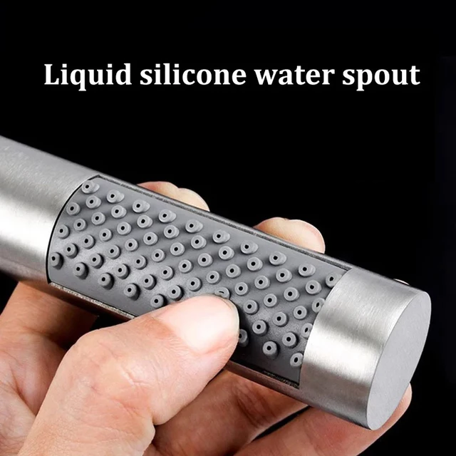 ชุดฝักบัวอาบน้ำอเนกประสงค์สำหรับห้องน้ำในบ้าน ทำจากสแตนเลสทรงกระบอก ฝักบัวแบบมือถือเพิ่มแรงดันน้ำ เหมาะสำหรับโรงแรม 6