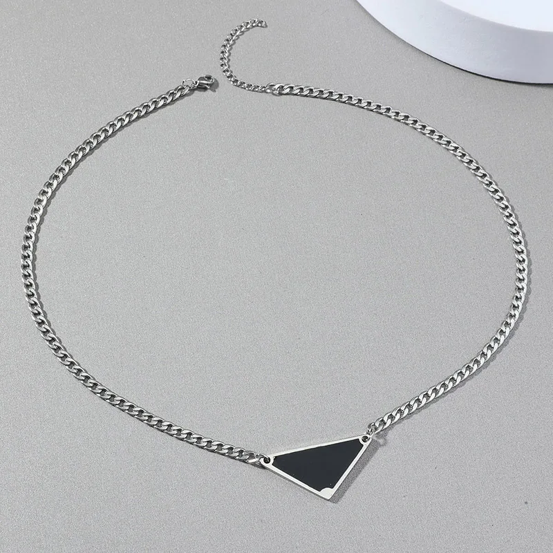 

Vintage Punk Black Triangle Titanium Steel Pendant Necklace for Women Men Fashion Stainless Steel Chain Chokers Hip Hop Jewelry