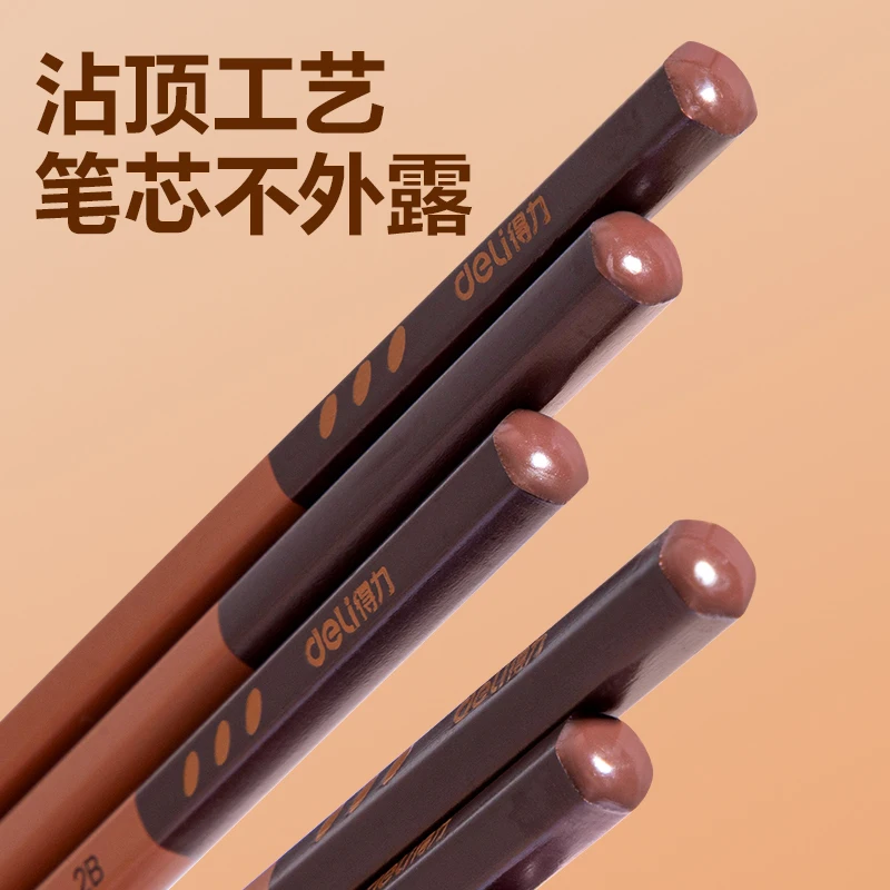 델리 10pcs 2B/HB 육각형 나무 연필 미술 시험 스케치 그림 그리기 연필 선물 문구 학교 및 사무용품