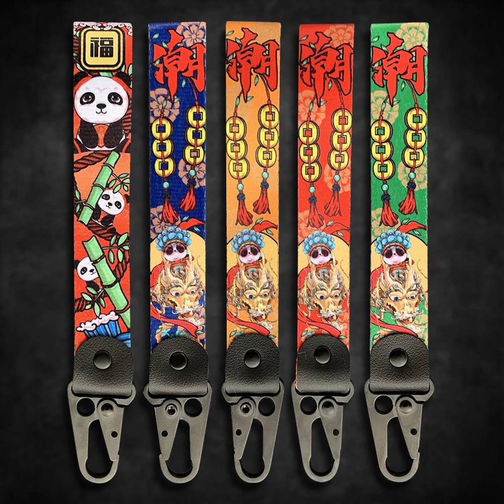 Chinoiserie Pechino Opera Panda Portachiavi Decorazione Portachiavi Moto Scooter Accessori Per Honda Suzuki Kawasaki Vespa
