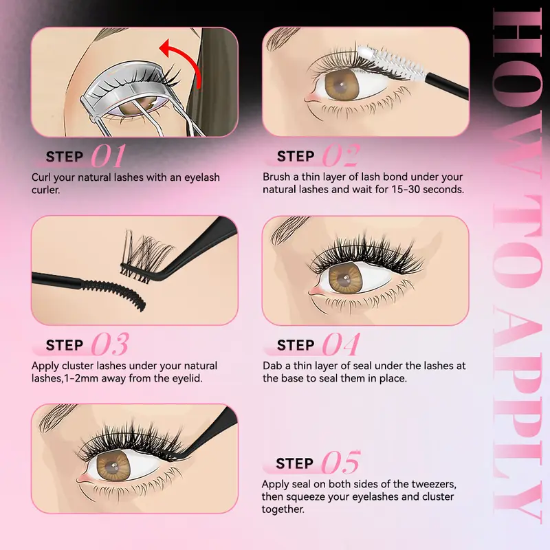 uCoolMe Lashes ECOLIFELIKE 3D Ultra-Thin Band Fluffy Wider Span Lash Cluster Home DIY Voluminous Natural Look Eyelash  Extension - Image 6