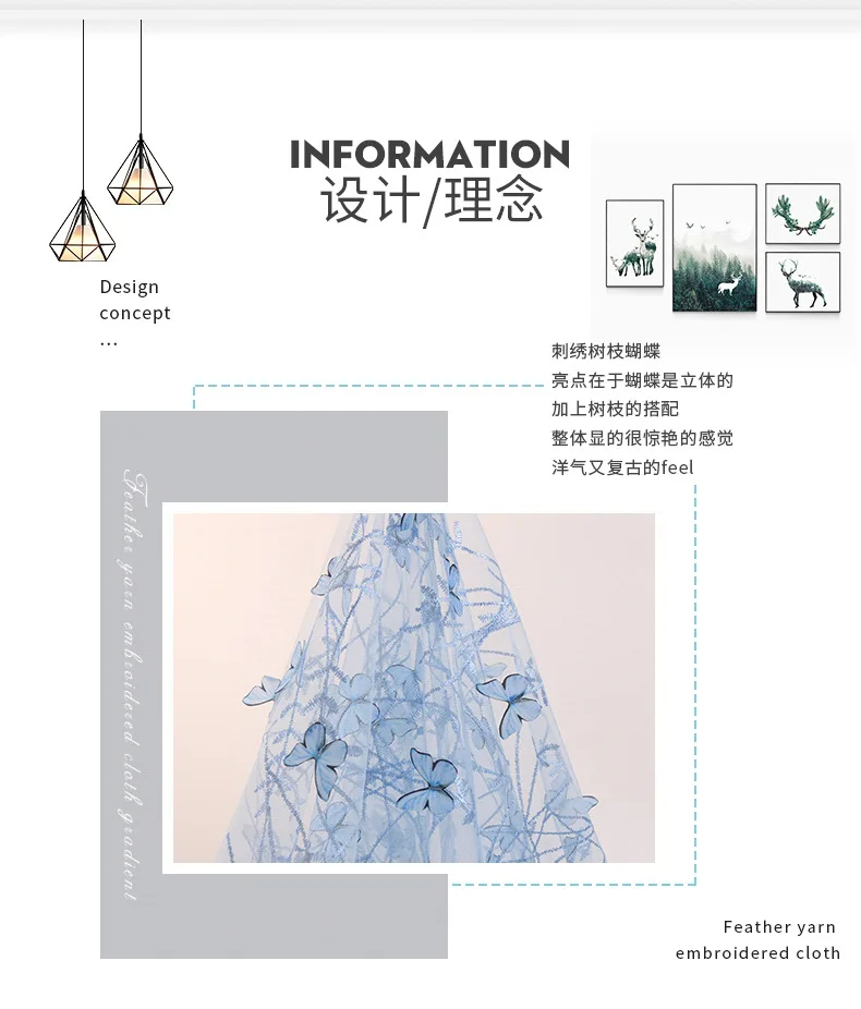 Description Picture 5 of item150cm Wide Premium Embroidered Lace Fabric Used For Clothing Wedding Dress Sewing DIY Butterfly Pattern Mesh 3D Soft and Thin